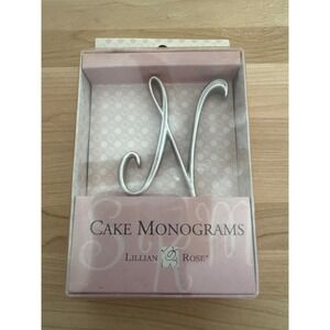 Lillian Rose Cake Monogram Letter N Brushed Silver Wedding Cake Topper CM700 N